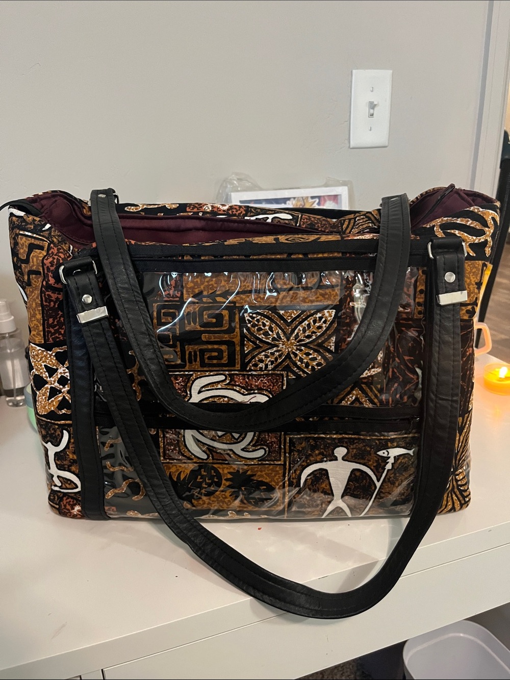 Vintage tropical islander Patterned Weekender Bag Lots of Pockets/storage